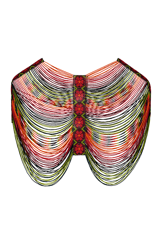 GODDESS TOP PEYOTE RED & OLIVE