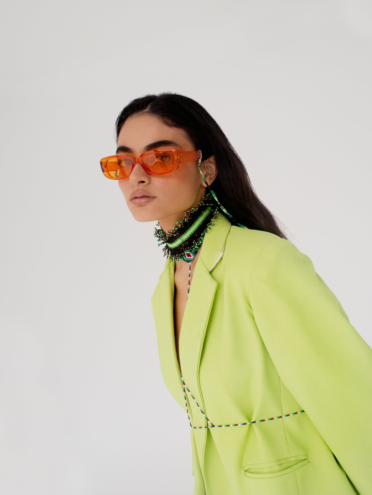 HIGH NECK CHOKER LINES GREEN