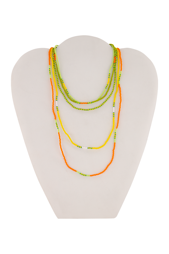 5 STRAND CHOKER GREEN/ORANGE/YELLOW