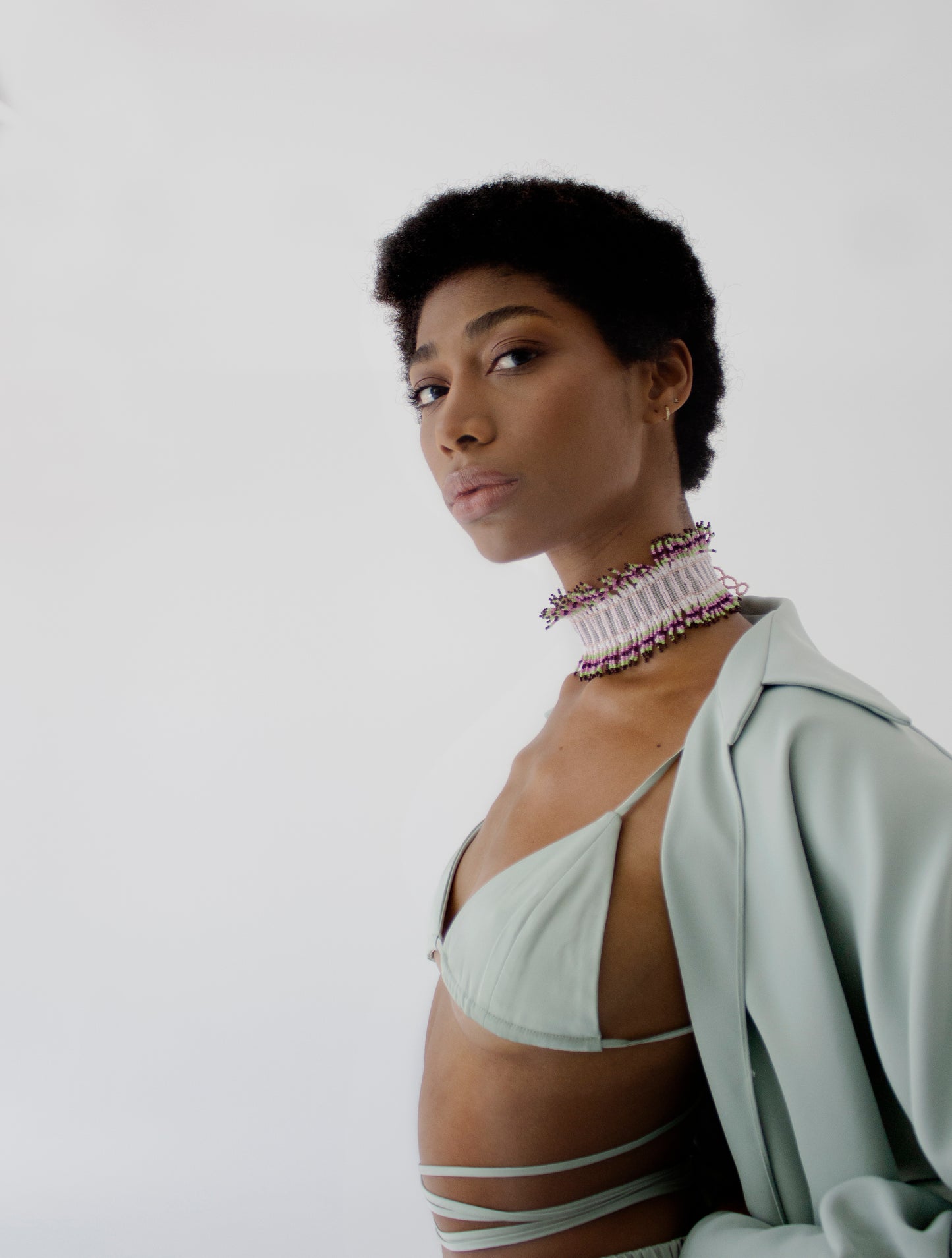 HIGH NECK CHOKER LINES PINK