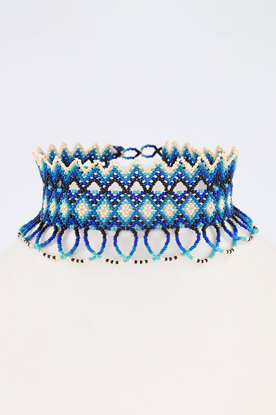 HIGH NECK CHOKER BLUE CREAM