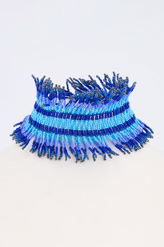 HIGH NECK CHOKER LINES BLUE