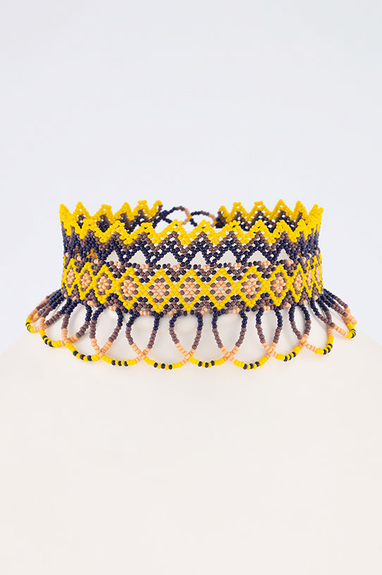 HIGH NECK CHOKER YELLOW/PURPLE/LILA