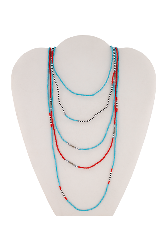 5 STRAND CHOKER RED/BLUE