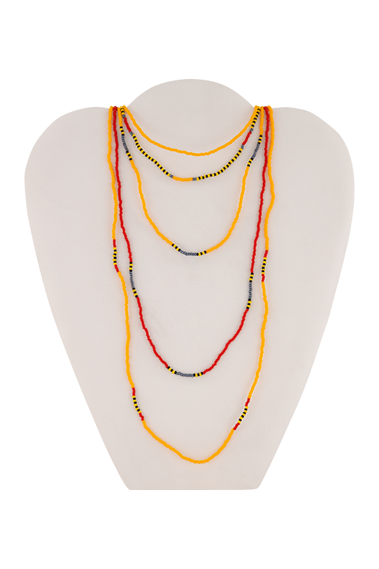 5 STRAND CHOKER ORANGE/RED