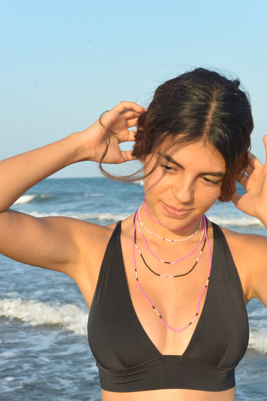 5 STRAND CHOKER PINK FUCSIA